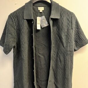 J. Crew Knitted Textured Black Button Down Shirt